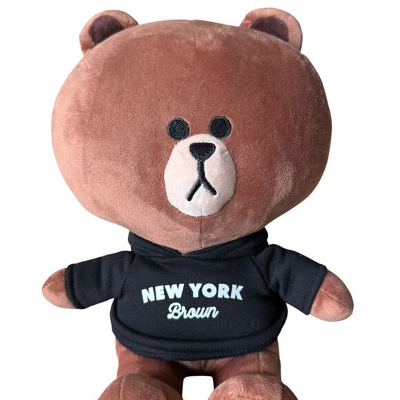 LINE Friends Brown Bear Plush Stuffed Toy NYC Hoodie 12” Limited Edition - Picture 3 of 12